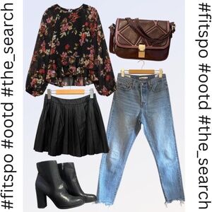 Kendall & Kylie Black Pleather Pleated Skater Skirt